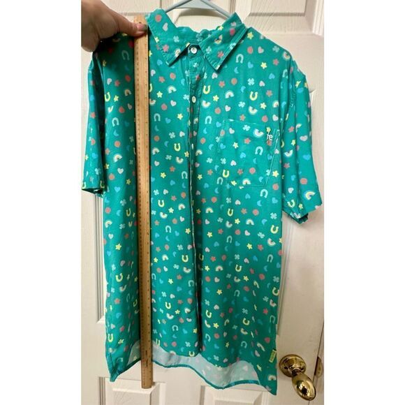 Tipsy Elves Lucky Charm Fitted Button Down Men’s Short Sleeve Shirt Large - Picture 9 of 12